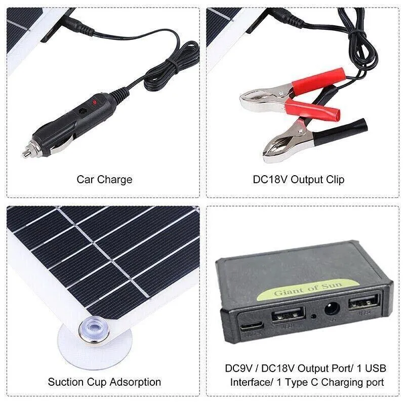 30W Usb Solar Panel Kit Battery Charger Controller Caravan Boat Outdoor Camping