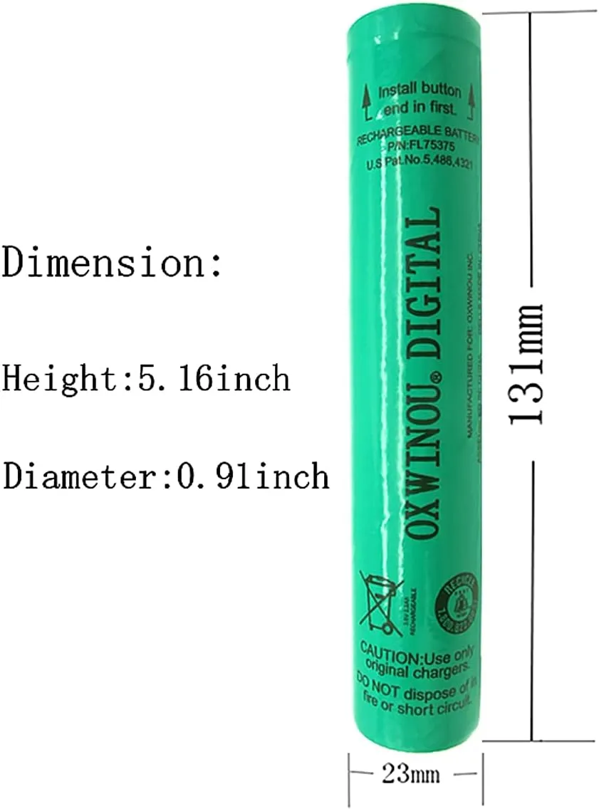 3.6V 2200mAh Ni-MH Compatible with Streamlight Stinger 75375 75175 LED HP, XT,DS,PolyStinger, Pelican M9, FL126 Flashlight Batteries (2PACK)