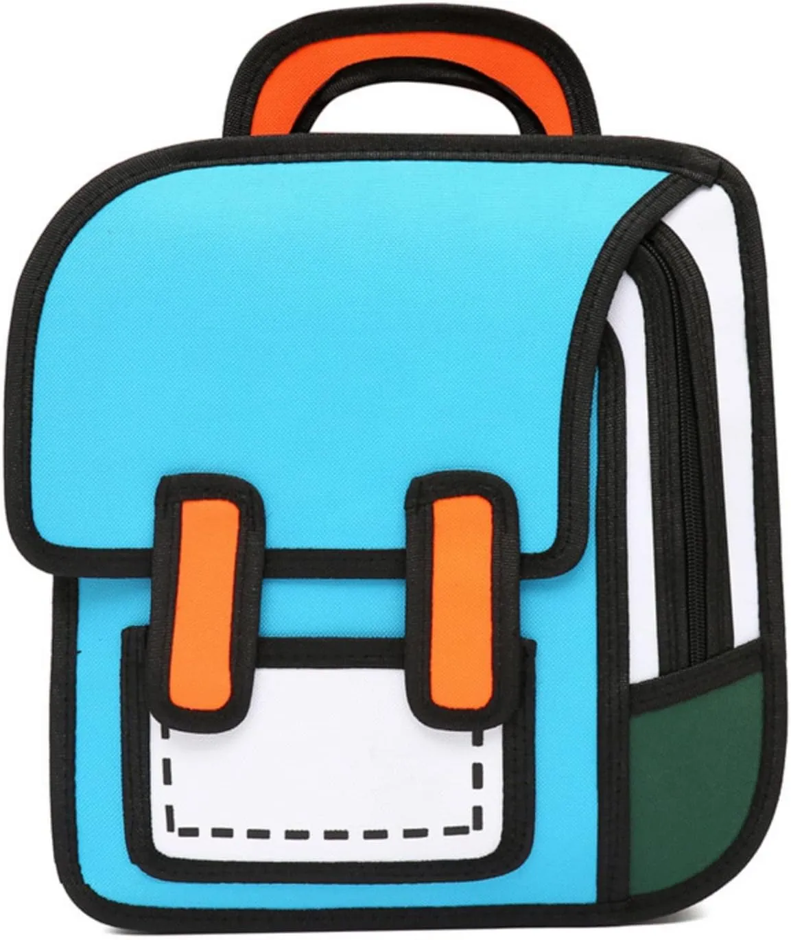 3D Jump Style Kawaii Backpack Sketch Cute Cartoon 2D Drawing from Comic Paper Anime Bookbag School Supplies Fun Daypack (Blue)