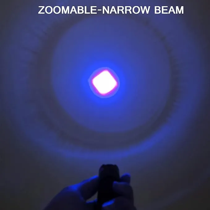 4 Pack One Mode Blue Light Flashlight with Clip Zoomable Blue LED Flashlight Blue Flashlight for Hunting Fishing
