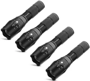 4 Pack Tactical Flashlight, Super Bright 1200 Lumens 5 Light Modes Zoomable LED Flashlights Torch for Hurricane,Camping,Home Emergency