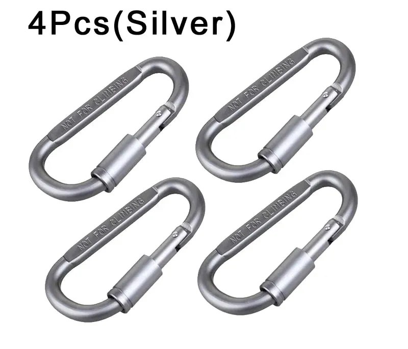 4-Piece Carabiner Travel Kit - Aluminum Alloy Camping and Mountaineering Hooks for Outdoor Survival