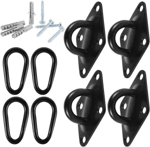 4 Pieces Hammock Hanging Kits with Mountaineering Buckles, Heavy Duty Stainless Steel Hooks with Screws for Ceiling and Wall Installation