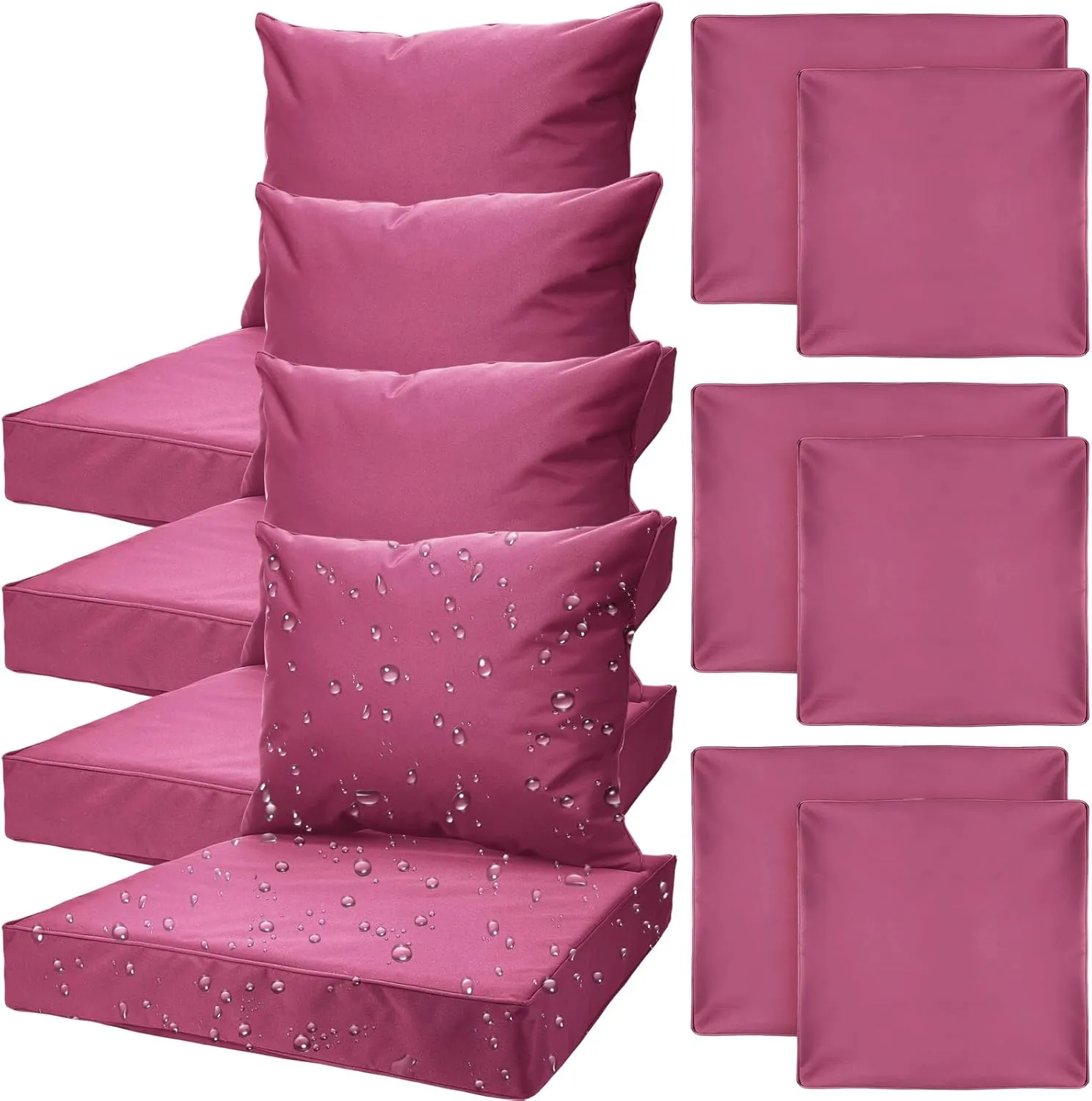 4 Set Patio Cushion Covers Replacement Water UV Resistant Outdoor Cushion Slipcovers with Zipper Chair Seat Cushion Covers for Outdoor Furniture (Spice, 24 x 20 Inch, 24 x 24 x 4 Inch)
