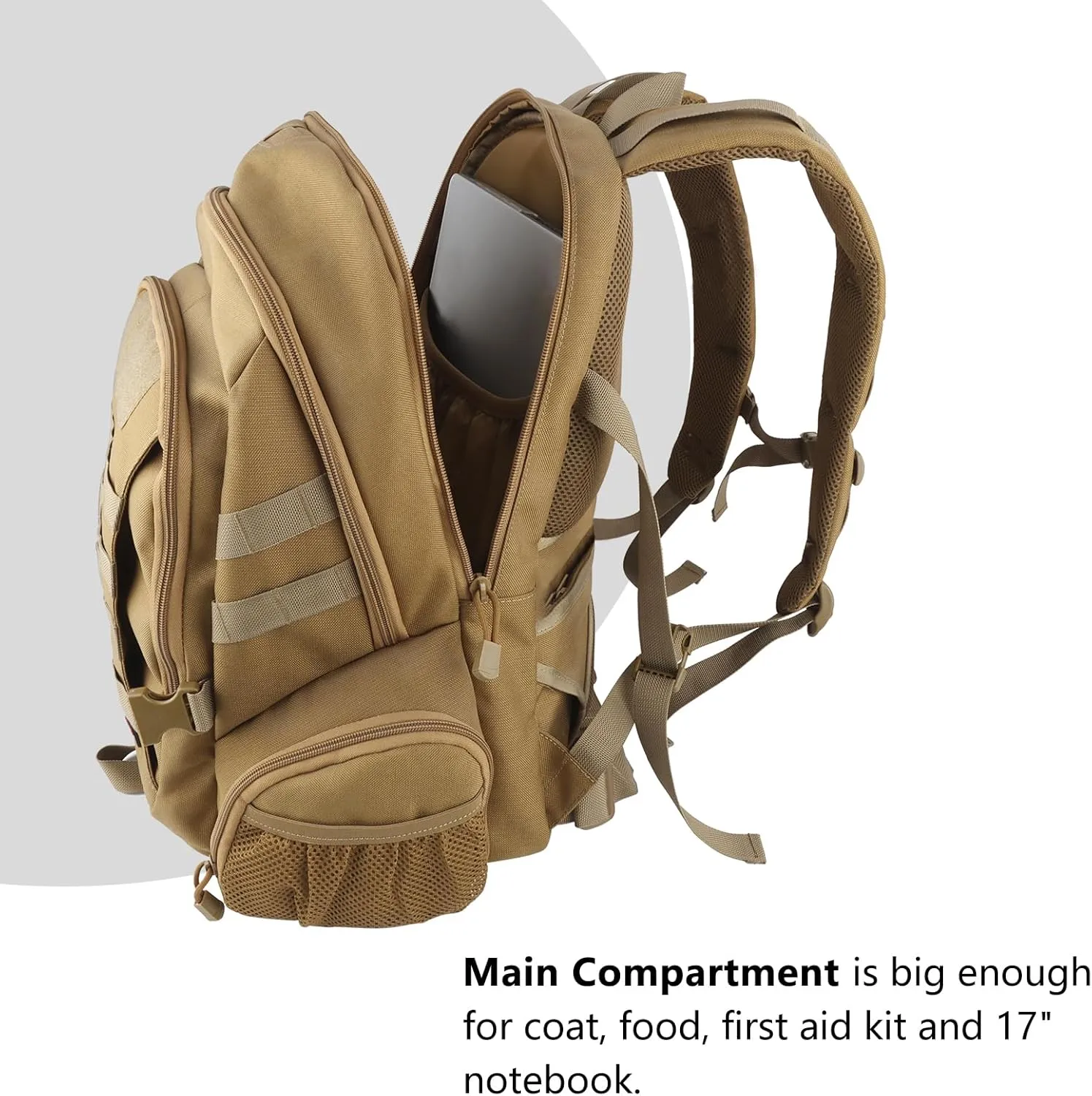 45L Tactical Military Backpack for Adults Fits 17 Inch Notebook