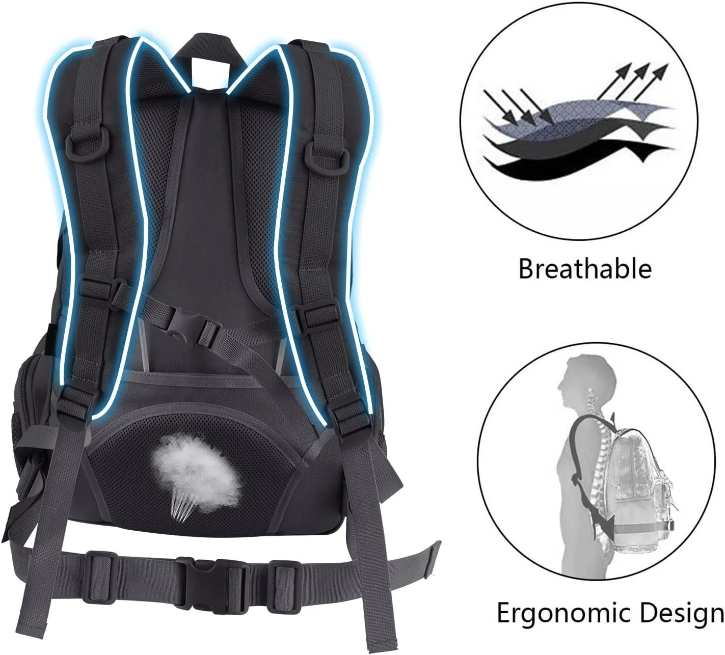 45L Tactical Military Backpack for Adults Fits 17 Inch Notebook