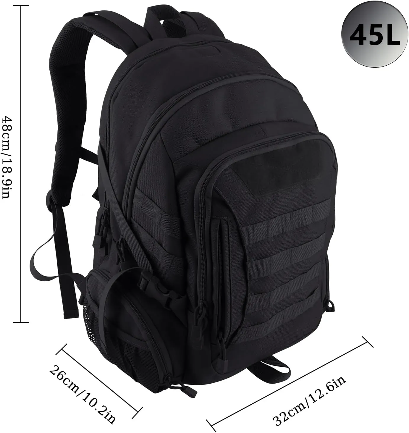 45L Tactical Military Backpack for Adults Fits 17 Inch Notebook