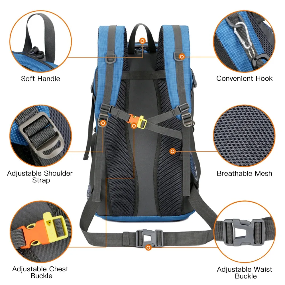 45L Waterproof Climbing Backpack Set - Military Rucksack for Outdoor Cycling, Camping, Hiking