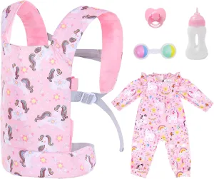 5 Pcs Doll Carrier and Accessories for 16-22 Inch Doll, Baby Doll Carrier for 17 Inch Baby Doll, Doll Stuff Carrier Backpack Set for 18 Inch Doll, HZC-BPCK-URN-5