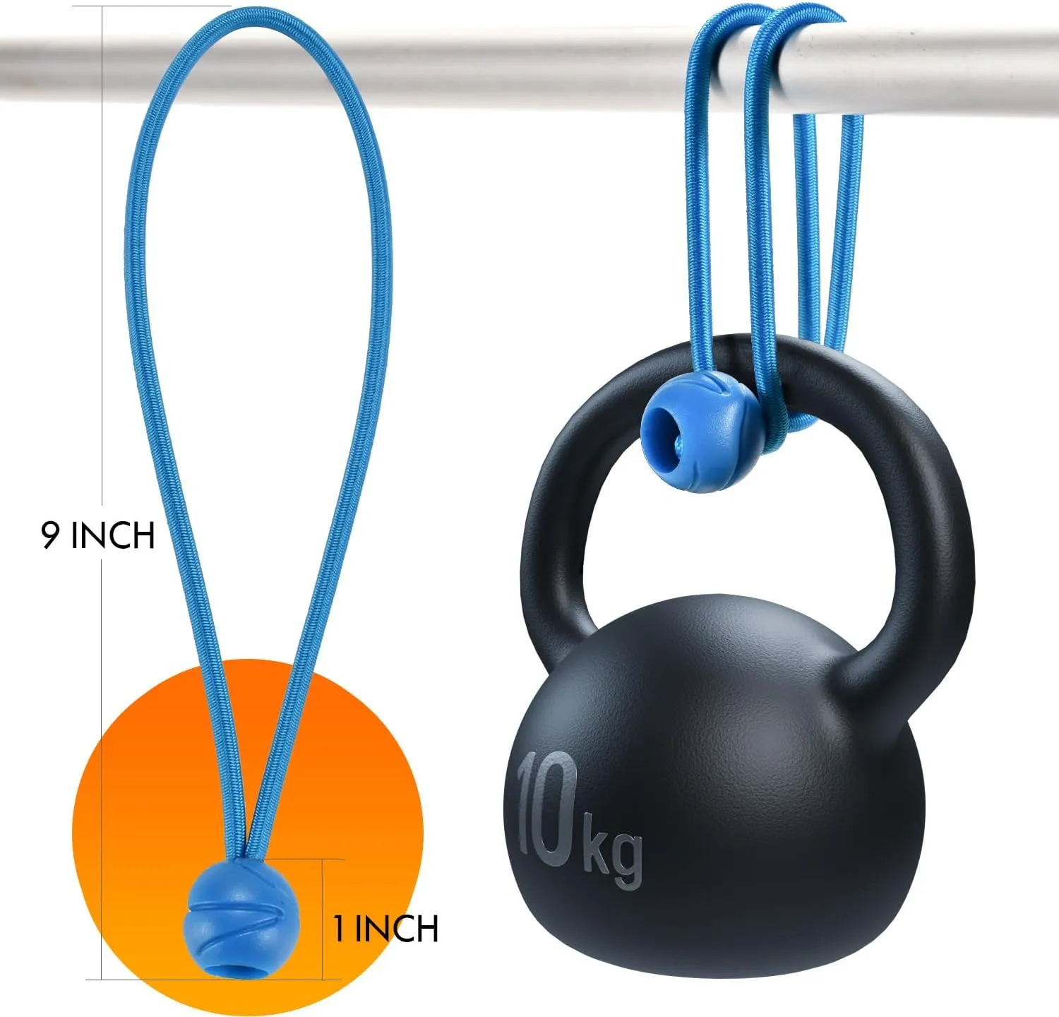 50 Pack Tarp Bungee with Balls, Heavy Duty Ball Bungee Cords, UV Resistant Canopy Tarp Tie-Down - for Indoor & Outdoor, Camping, Tents, Cargo (Blue, 9'')