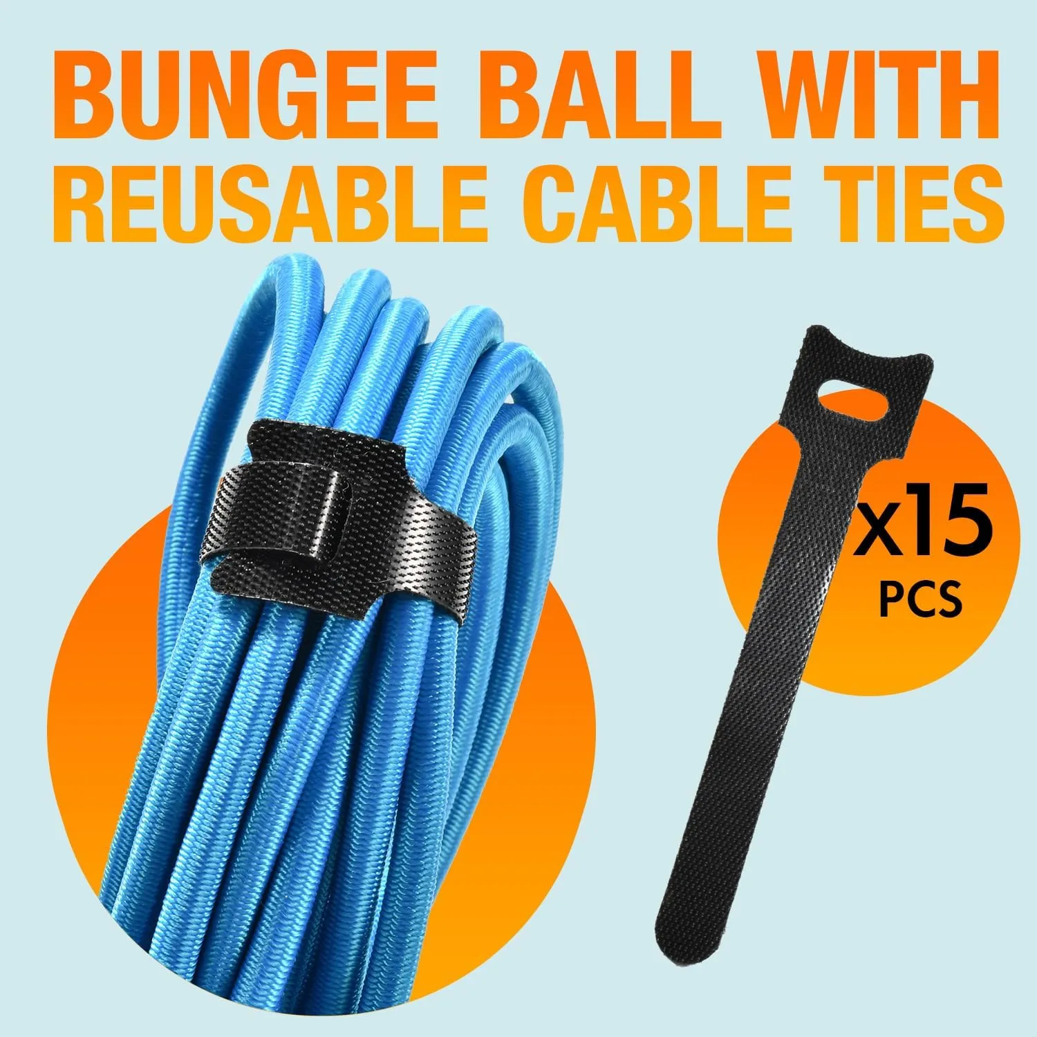 50 Pack Tarp Bungee with Balls, Heavy Duty Ball Bungee Cords, UV Resistant Canopy Tarp Tie-Down - for Indoor & Outdoor, Camping, Tents, Cargo (Blue, 9'')