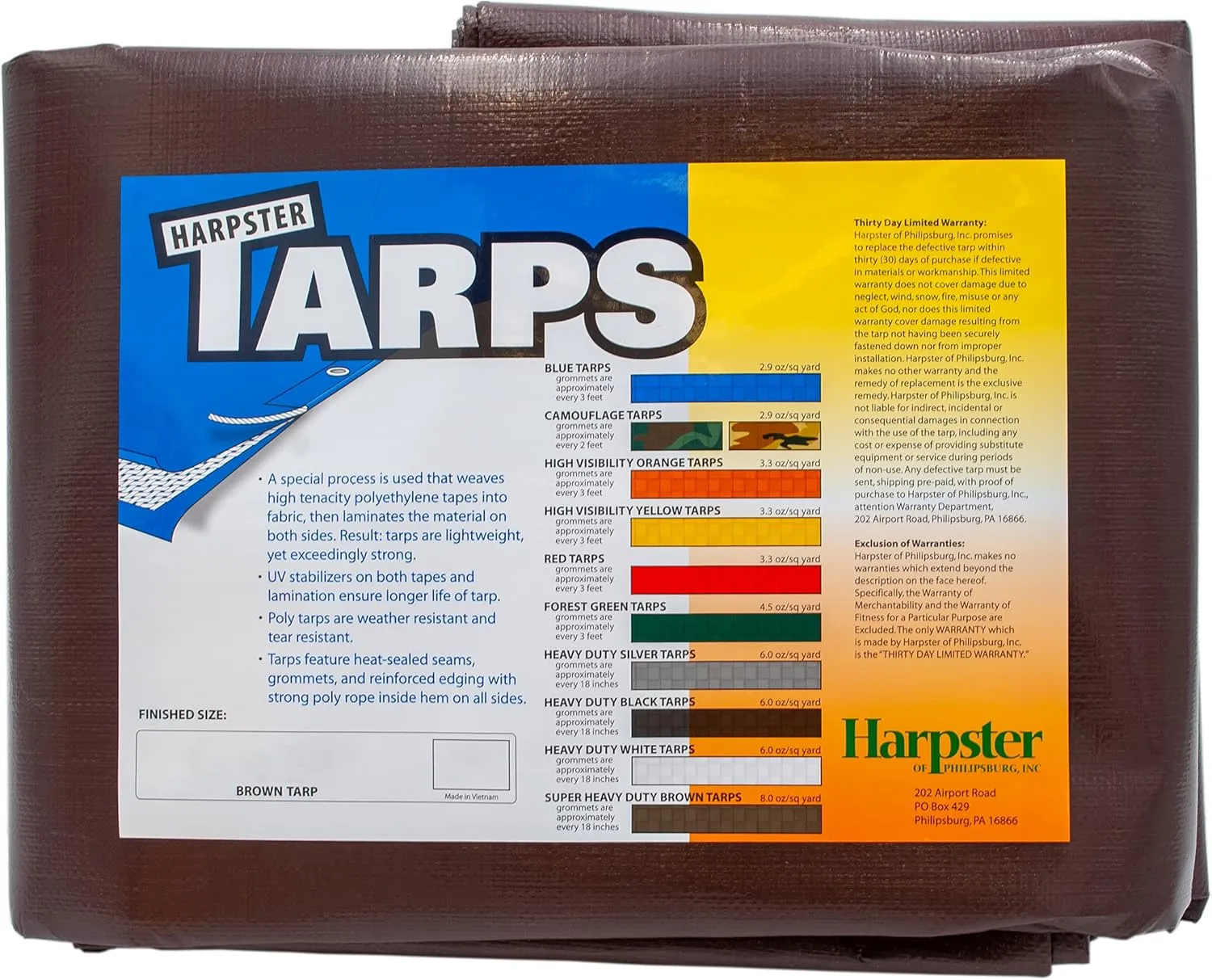 6 Ft. X 20 Ft. Super Heavy Duty 8 Oz. Brown Tarps - 16 Mil Thick