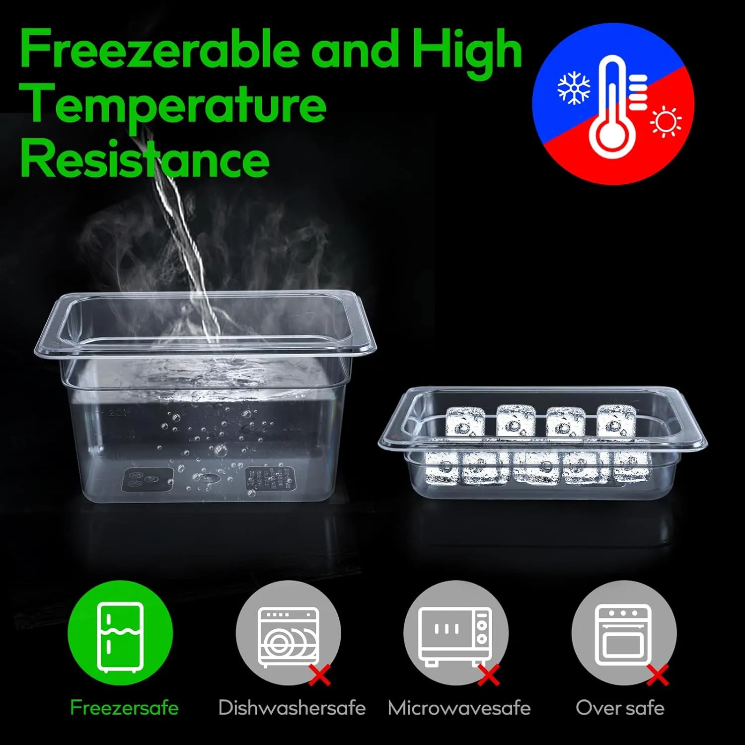 6 Pack 1/4 Size 6'' Deep Clear Food Pans with Lids, Commercial Food Pans Polycarbonate Transparent Food Storage Containers, Stackable Plastic Pan with Capacity Scale, Restaurant Supplies Hotel Pan