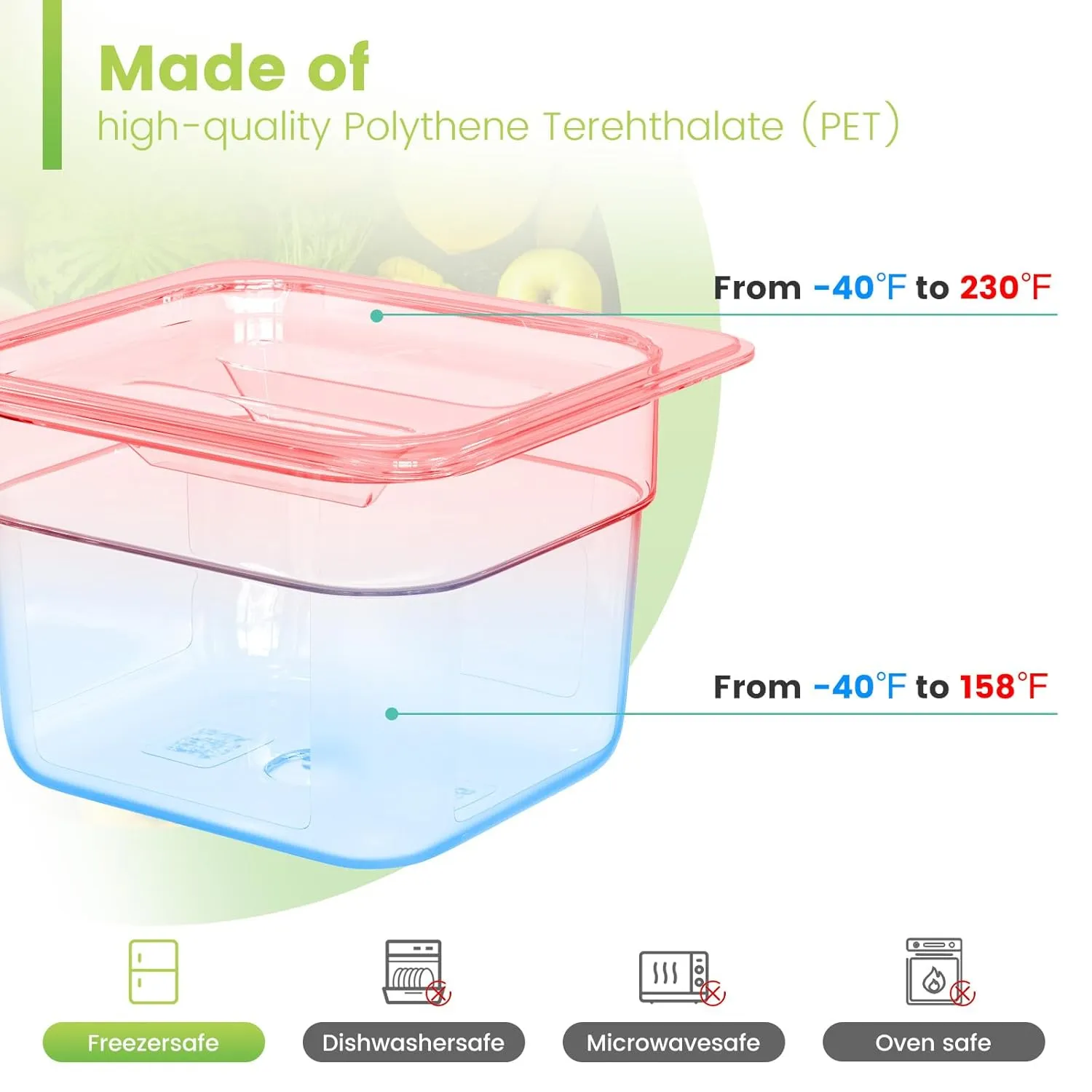 6 Pack Plastic Food Pan with Lid 1/6 Size 4 Inch Deep Restaurant Clear Food Storage Containers Polycarbonate Commercial Hotel Pans for Fruits Vegetables Beans Corns (6 PCS, 4'' Deep)