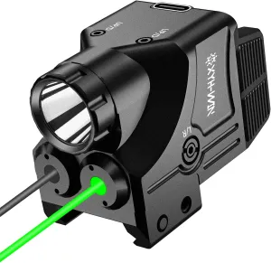 600 Lumens Weapon Tactical Light Green/IR Laser Sight Combo, Pistol Light with Strobe/Constant Function, Dual-Color Laser Sight,USBC Rechargeable,Fits Standard Picatinny/Glock Rails