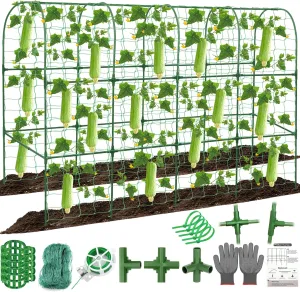 67 x 50 Cucumber Trellis for Raised Bed, U-Shape Metal Large Garden Trellis for Climbing Plants Outdoors with Netting, Garden Tools, Cucumber Arch Trellis for Vegetable Fruit Flower Plant Support