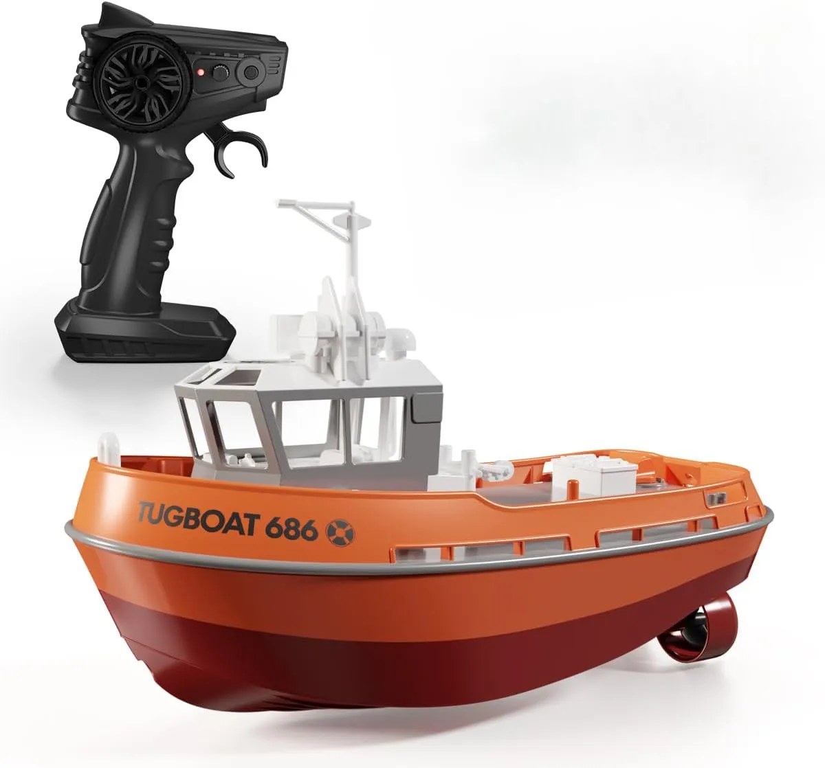 686 Rc Boat 2.4G 1/72 Powerful Dual Motor Long Range Wireless Electric Remote Control Tugboat Model Toys for Boys Gift (Orange)