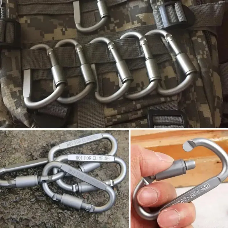 6pcs Carabiner Travel Kit Camping Equipment Aluminum Alloy Survival Gear Mountaineering Hook Camp Accessory