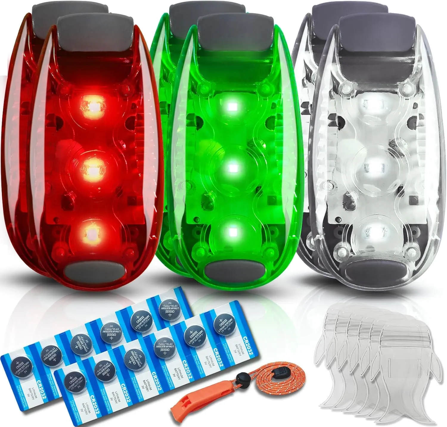 6pcs Navigation Lights for Boat Kayak, Battery Operated Safety Lights Kit for Night Kayaking, High Visibility, Boat Safety Whistle Included, 12PCS Extra Batteries