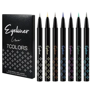 7 Colors Eyeli-ner Set, Glitter Eye Liner Pencil, Eye Shadow Pencil Pearl Eye Liner Kit, Waterproof And Sweat-Proof Quick-Drying Highlighter Pen For Halloween Performances
