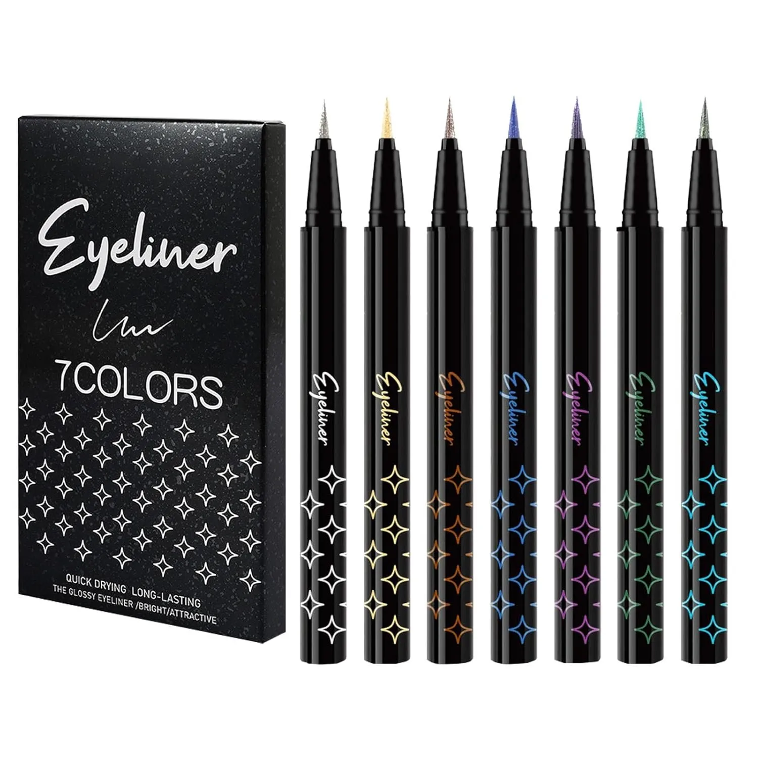 7 Colors Eyeli-ner Set, Glitter Eye Liner Pencil, Eye Shadow Pencil Pearl Eye Liner Kit, Waterproof And Sweat-Proof Quick-Drying Highlighter Pen For Halloween Performances
