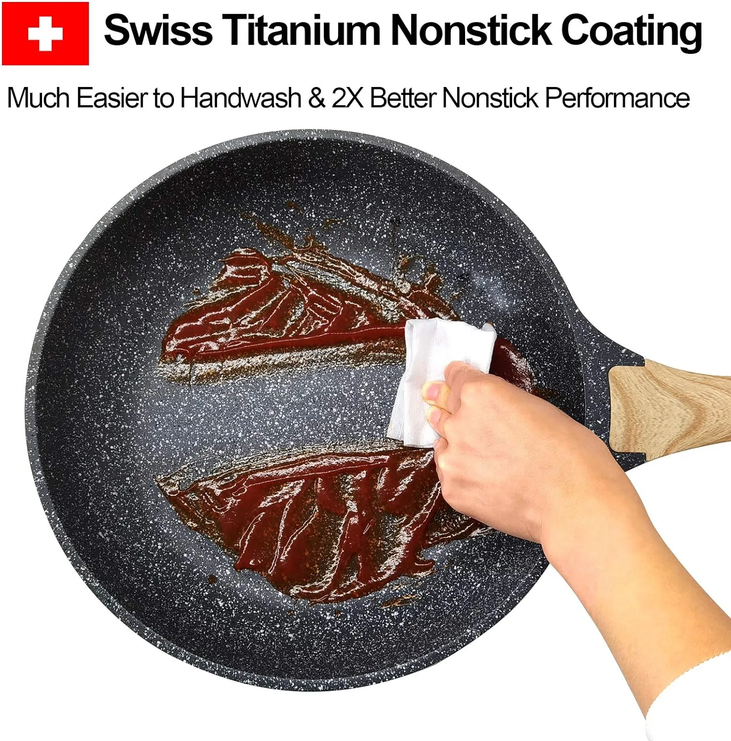 8 Inch Nonstick Skillet Frying Pan Egg Pan Omelet Pan, Nonstick Cookware Granite Coating, 100% PFOA free Cookware Pan, Healthy Nonstick Stone Frying Chef's Pan Skillet