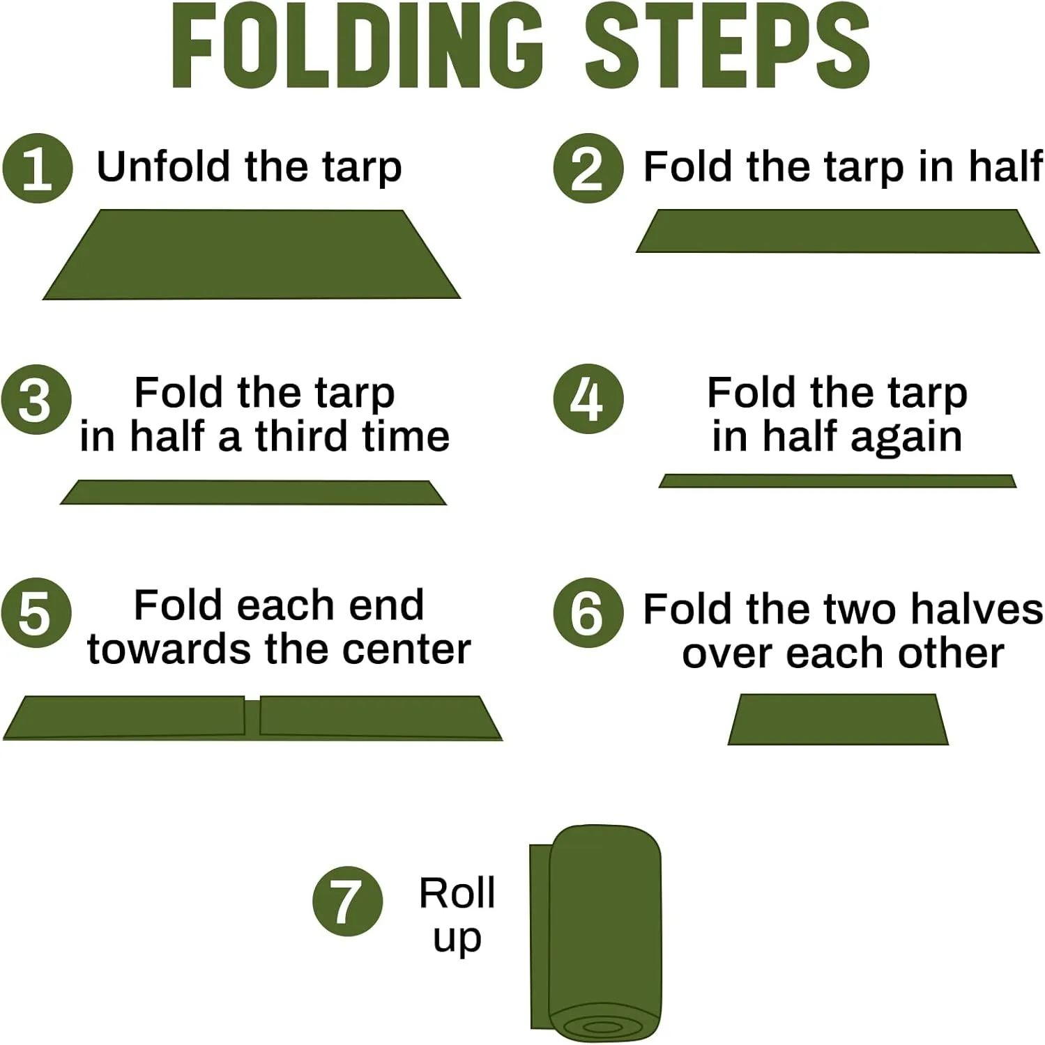 8 Pack 6 x 8 ft 5.5 Mil Large Tarps Heavy Duty Waterproof Tarp Multi Purpose Tent Cover for Home Boats Cars Camping Patio Furniture Roof Emergency Rain Protective Cover, Army Green