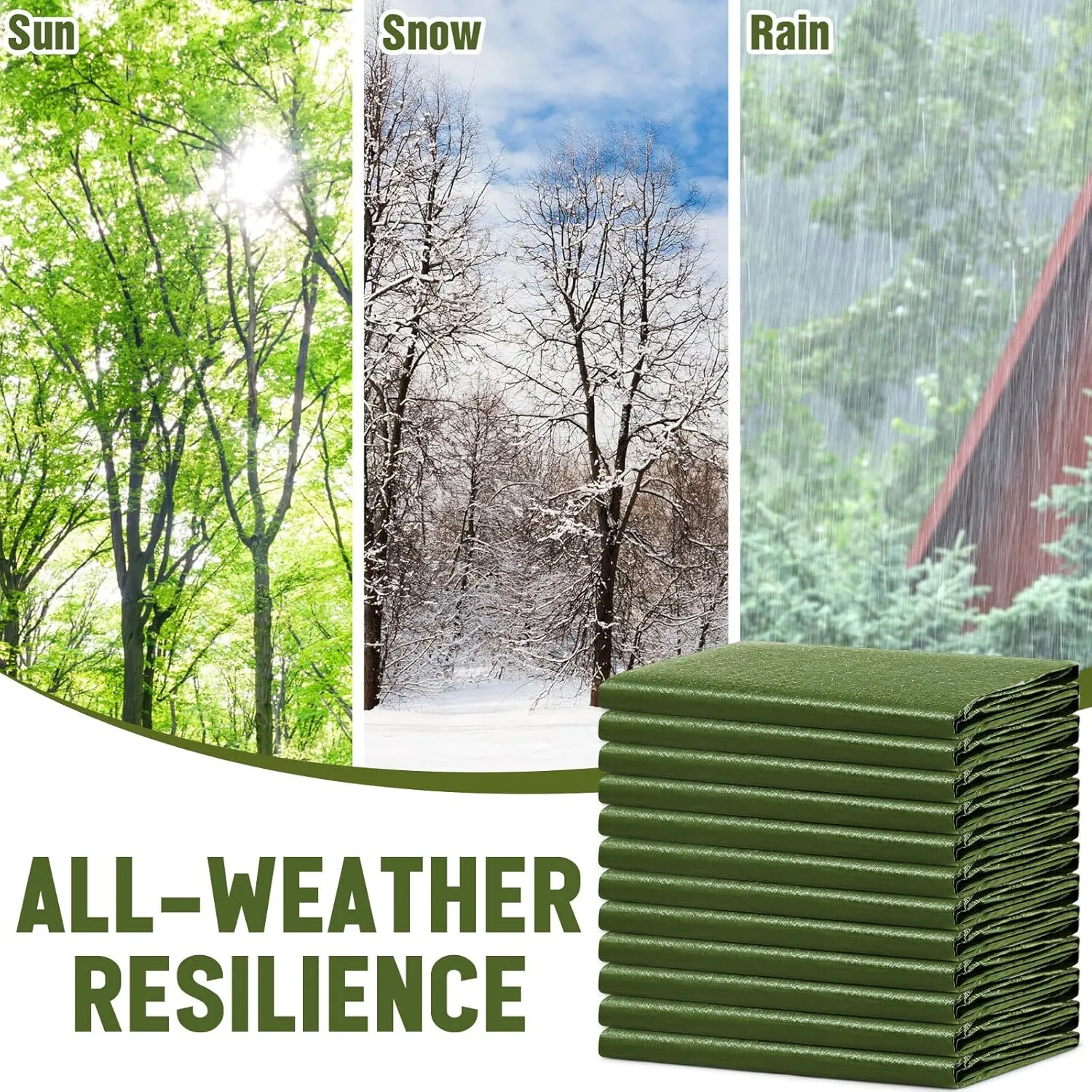 8 Pack 6 x 8 ft 5.5 Mil Large Tarps Heavy Duty Waterproof Tarp Multi Purpose Tent Cover for Home Boats Cars Camping Patio Furniture Roof Emergency Rain Protective Cover, Army Green