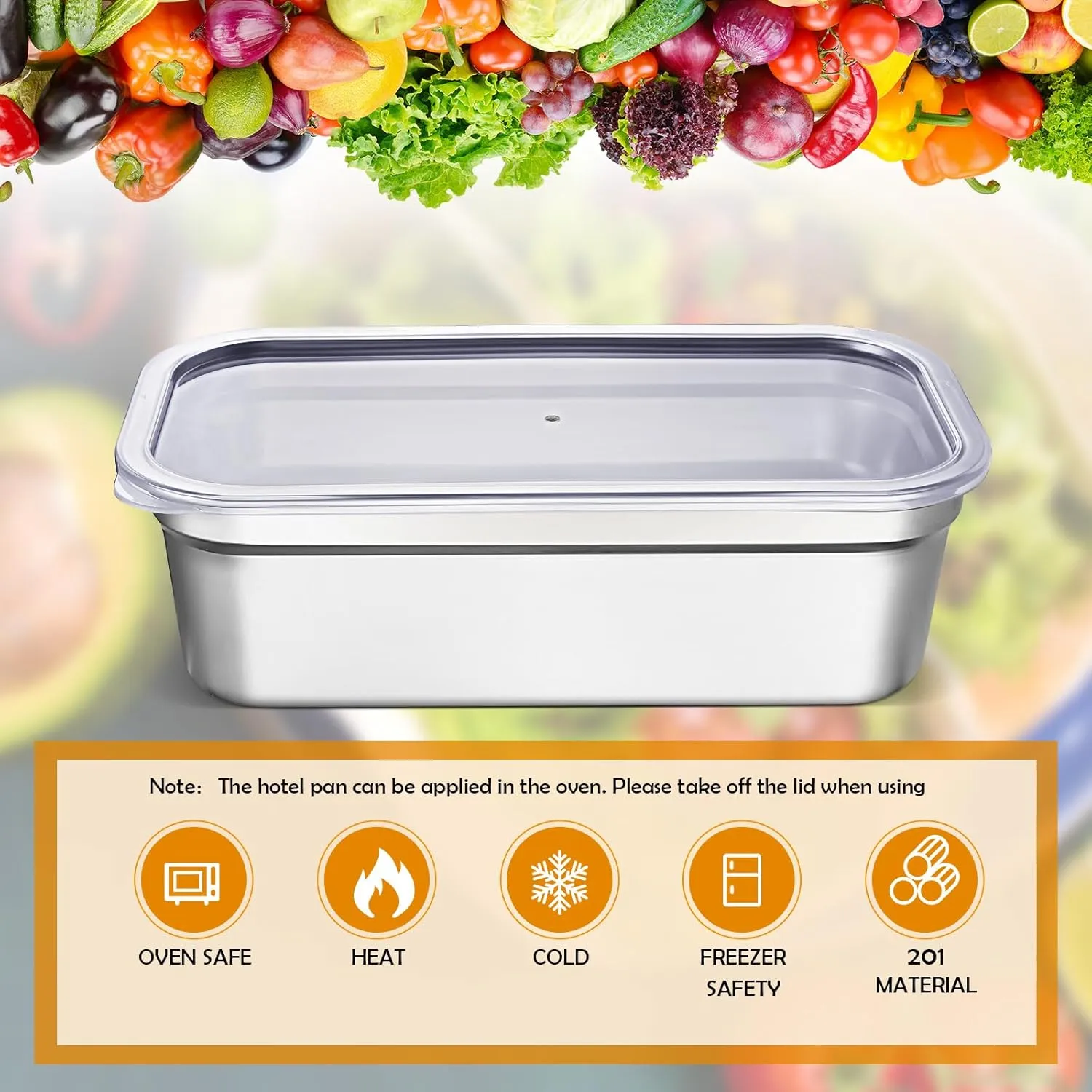 8 Pcs Stainless Steel Food Storage Containers with Lids 1/3 Size Hotel Pans Chicken Food Grade Pans Metal Meal Food Containers for Restaurant Stackable Kitchen Freezer Buffet(4 Inch Deep)