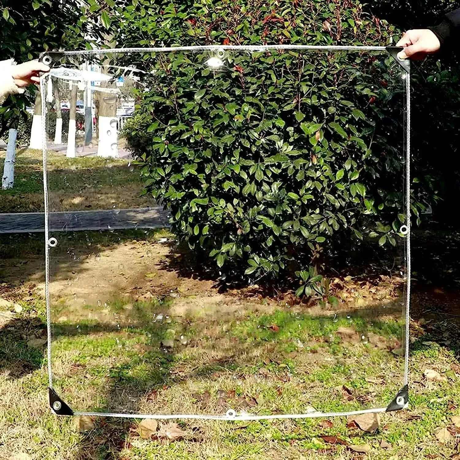 8' x 12' Clear Vinyl Tarp - 0.35mm Clear PVC Tarp, with Grommets and Tying Rope - Duty Heavy Tear Resistant Cover for Camping, Greenhouse, Cars, Patio and Pavilion