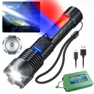 80000 Lumens Rechargeable Flashlights, Super Bright LED Flashlights with 2600mAH Battery and 7 Modes Zoomable, IPX6 Waterproof Tactical Flashlight for Outdoor Camping Activity or Emergency Use