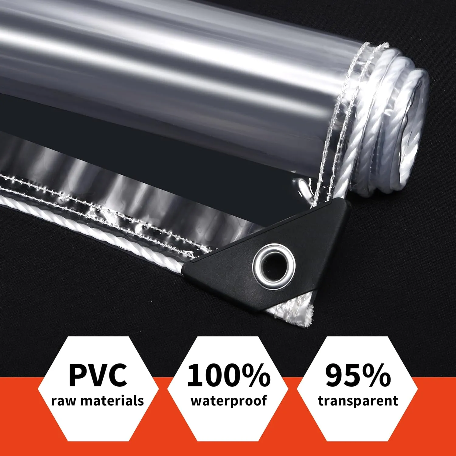 8'x16' 22Mil Heavy Duty Clear Vinyl PVC Waterproof Tarps,UV Resistant Glass Tarp Transparent Tarpaulin with Grommets,Cover for Plant Greenhouse Balcony Garden Pet Hutch Roof,Full Size