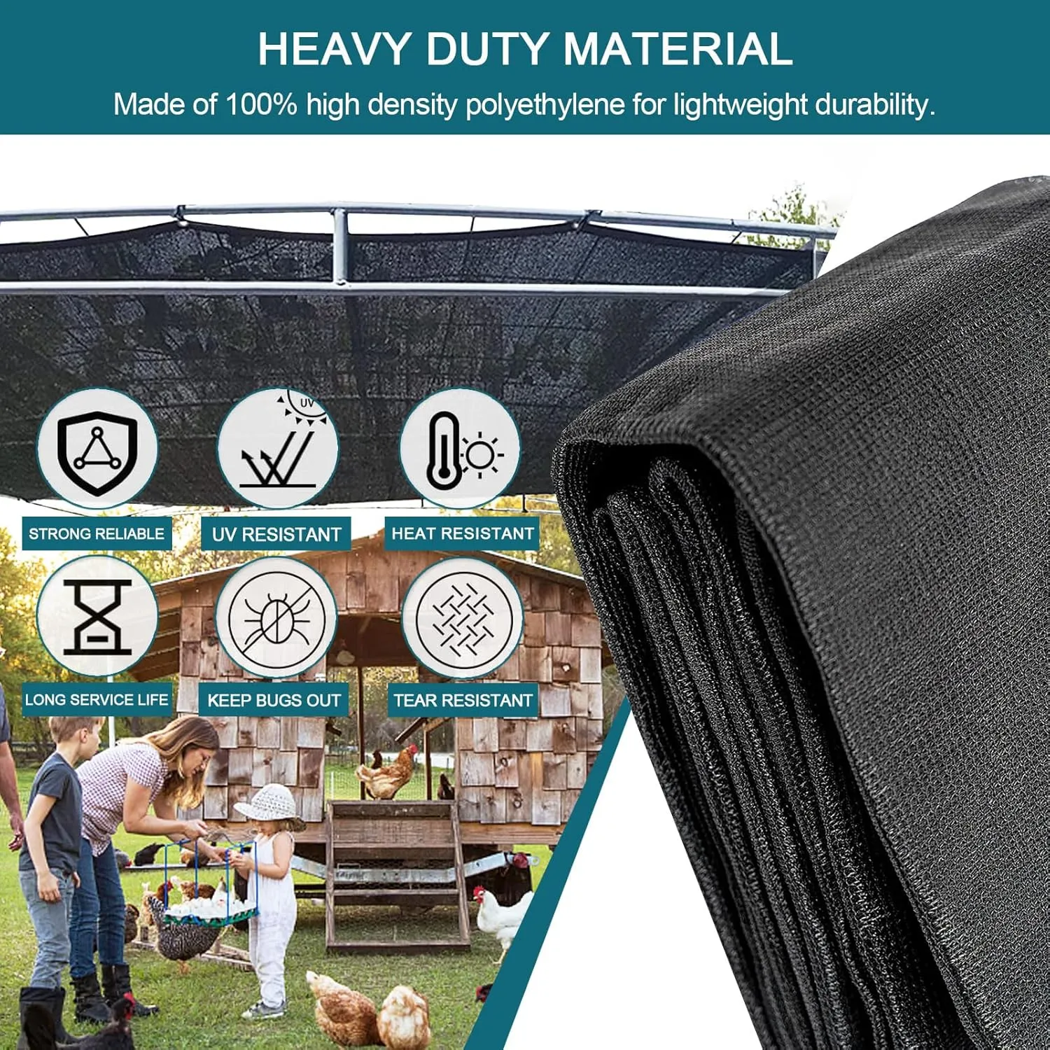 90% Shade Cloth, Resistant Sun Shade Net 10x10 FT Mesh Tarp with HDPE Material and Reinforced Grommets Shade Trap for Greenhouse, Plant, Pergola, Patio Sunshade,16x49ft/500x1500cm