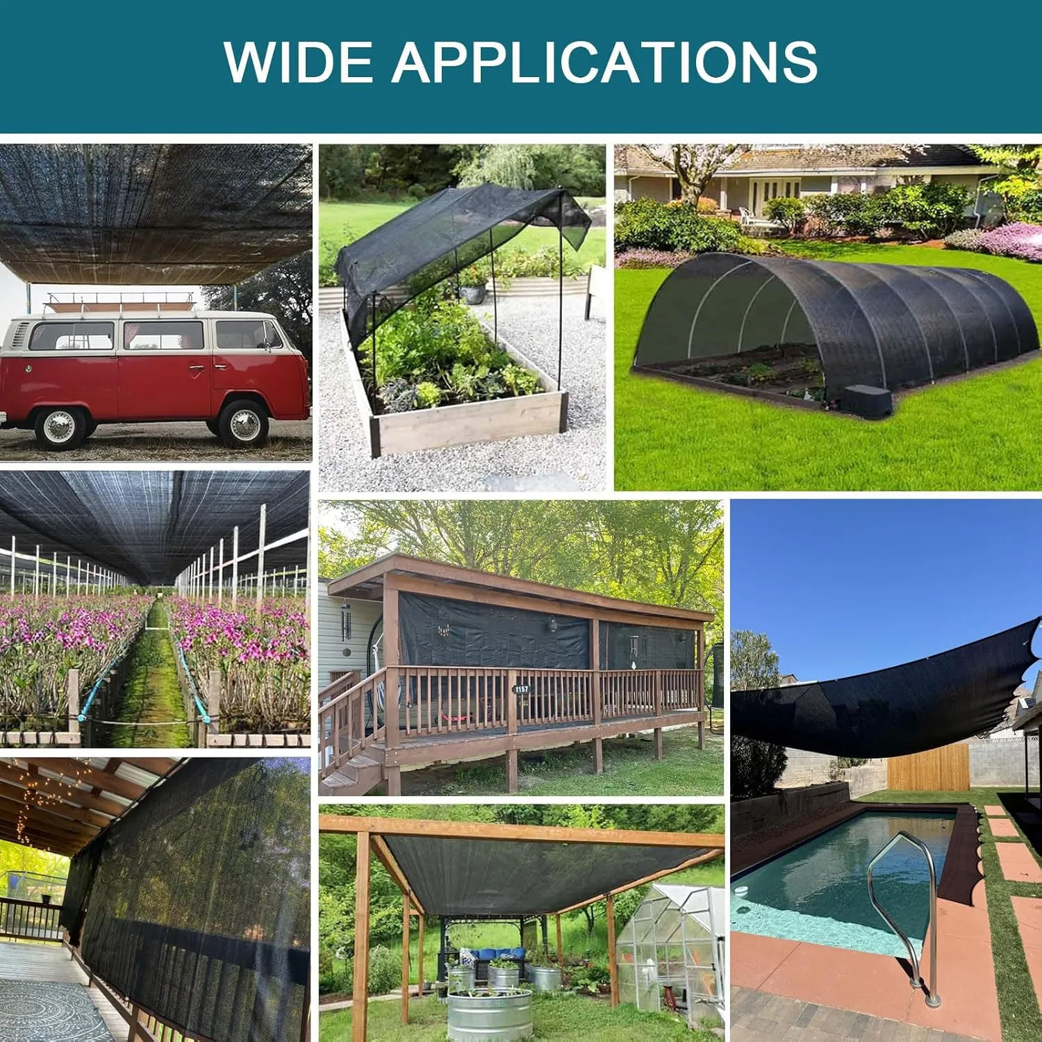90% Shade Cloth, Resistant Sun Shade Net 10x10 FT Mesh Tarp with HDPE Material and Reinforced Grommets Shade Trap for Greenhouse, Plant, Pergola, Patio Sunshade,16x49ft/500x1500cm