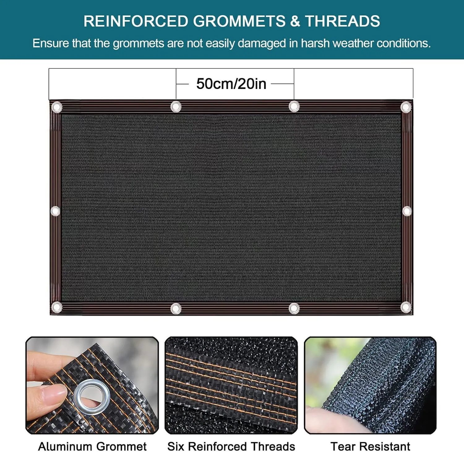 90% Shade Cloth, Resistant Sun Shade Net 10x10 FT Mesh Tarp with HDPE Material and Reinforced Grommets Shade Trap for Greenhouse, Plant, Pergola, Patio Sunshade,16x49ft/500x1500cm