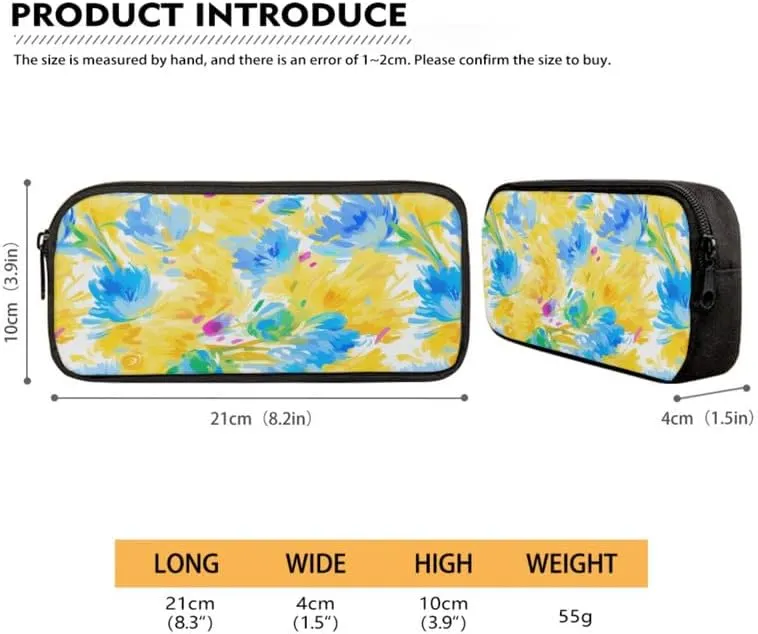 Abstract Daisy Floral Print 3-Pcs Casual Daypack Set Yellow Blue Flower Durable Knapsack with Lunch Bag Pencil Bag Fits 12 inch Macbook/Laptop Bag Gifts for Men & Women