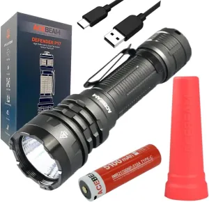 ACEBEAM Defender P17 C-Ree XHP70.3 HI 6500K Rechargeable Flashlight -4900 Lumens w/Free ASTW-01 Traffic Wand Red and Eco-Sensa USB C Charging Cable