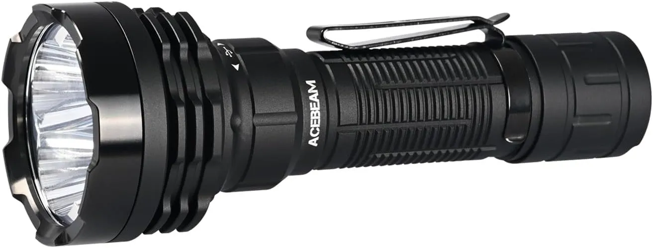 ACEBEAM Defender P18 Tactical Flashlight with Dual Tail Switch, 5000 High Lumens LED Flashlight Rechargeable, 688 Yards Long Throw Flashlight with Reverse Clip, Instant Strobe for Emergency, Security