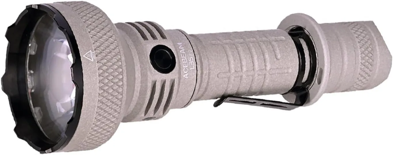 ACEBEAM L35 Tactical Flashlight, 5000 High Lumens Rechargeable Flashlight, 711 Yards Long Range Throw Led Flashlight, Super Compact Dual-Switches Flash Light for Emergency, Searching
