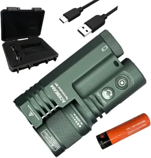 ACEBEAM M1 OD Green Flashlight 6500K Terminator M1 OD Green Limited Edit LED Cool White 6500K and Zoomable Flashlight -2300 Lumens w/ 1750 Yards Ultra Long Throw