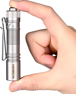 ACEBEAM Pokelit AA Rechargeable Mini Flashlight with Clip, 1000 High Lumens Pocket EDC Flashlight, Super Bright Small Flashlight, Led Flashlight for Camping,Hiking,Everyday Use, Titanium Alloy Natural