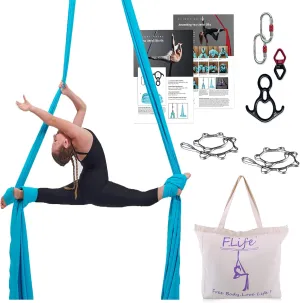 Aerial Silk 10 Yards Kit Durable Aerial Yoga Hammock with Hardware & Guide Aerial Swing for Acrobatic Flying Yoga