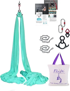 Aerial Silk 10 Yards Kit Durable Aerial Yoga Hammock with Hardware & Guide Aerial Swing for Acrobatic Flying Yoga