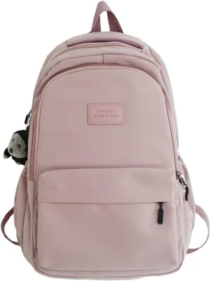 Aesthetic Backpack Cute Backpack for School College Backpack Large Capacity Bookbags for Girls Women Students Casual Travel Daypacks Solid Color(Pink)