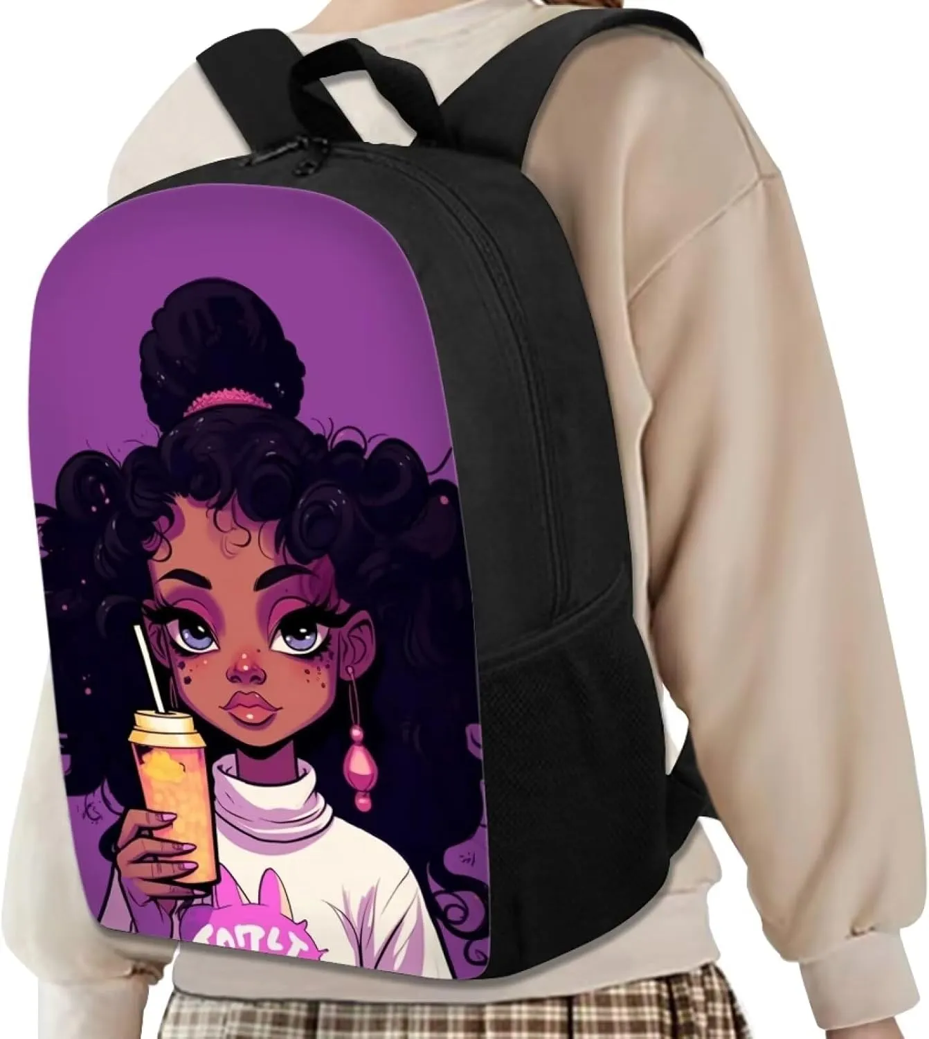 African Backpack Girls 3rd Grade/4Th Grade School Bag for Kids 7-9/4-5 Years Old Black Children Bookbag Elementary/Kindergarten Back Pack