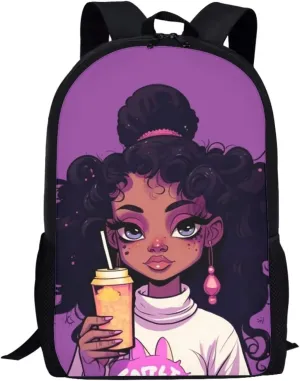 African Backpack Girls 3rd Grade/4Th Grade School Bag for Kids 7-9/4-5 Years Old Black Children Bookbag Elementary/Kindergarten Back Pack