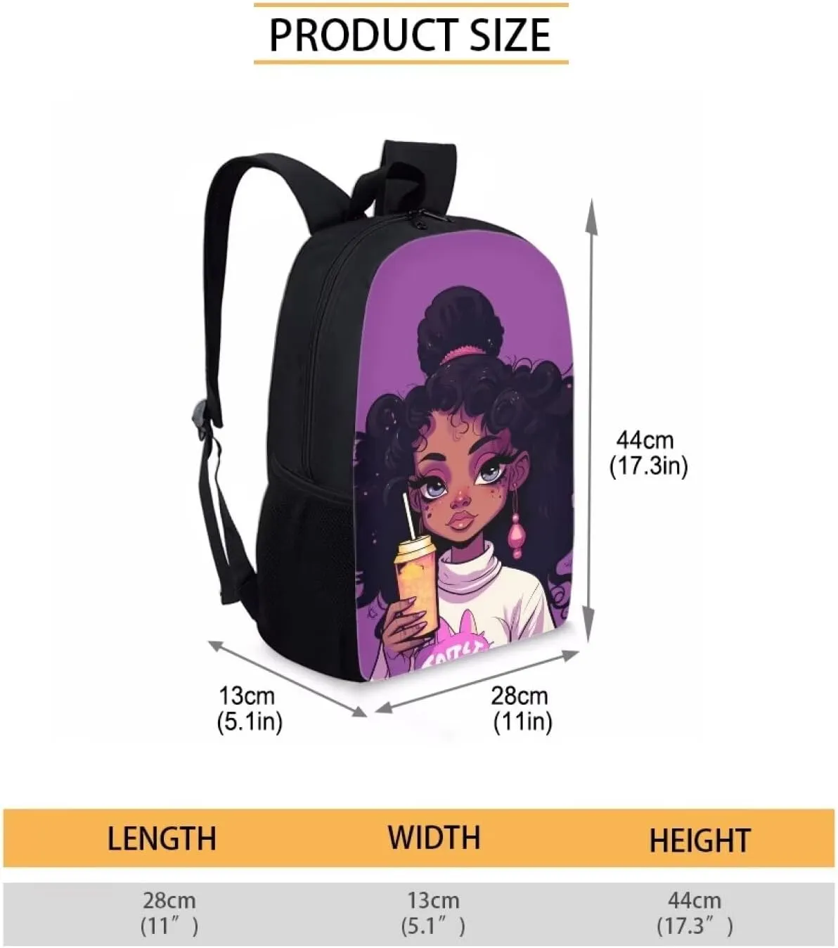 African Backpack Girls 3rd Grade/4Th Grade School Bag for Kids 7-9/4-5 Years Old Black Children Bookbag Elementary/Kindergarten Back Pack