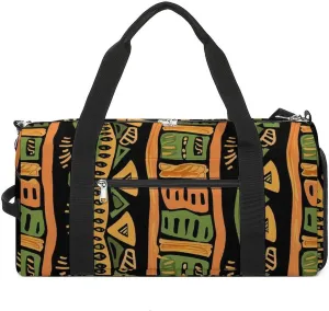 African Ethnic Patterns Gym Sport Bag Travel Duffel Bags Tote with Shoe Compartment Water Resistant Pouch Unisex