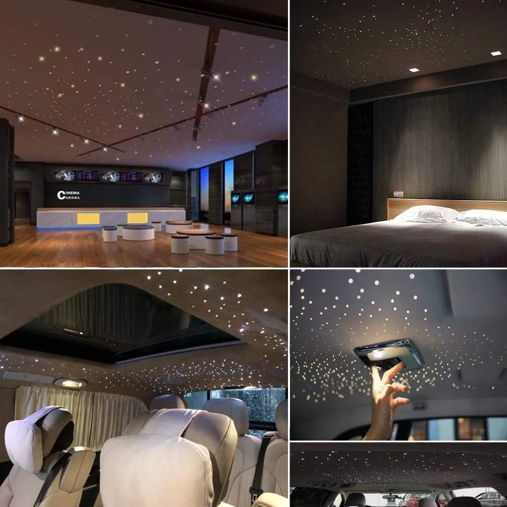 AKEPO 16W Fiber Optic Lights Optical Fibre Star Ceiling Light Kit RGBW APP Music Control Car Home Use, Sound Sensor Light Source with 28key RF Musical Remote and Fiber Cable 450pcs 0.75mm 9.8ft/3m