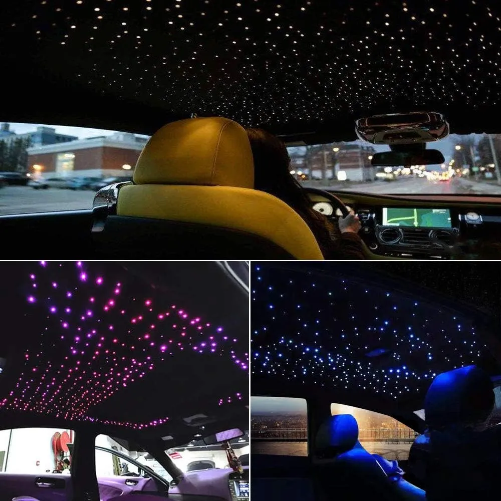 AKEPO 16W Fiber Optic Lights Optical Fibre Star Ceiling Light Kit RGBW APP Music Control Car Home Use, Sound Sensor Light Source with 28key RF Musical Remote and Fiber Cable 450pcs 0.75mm 9.8ft/3m